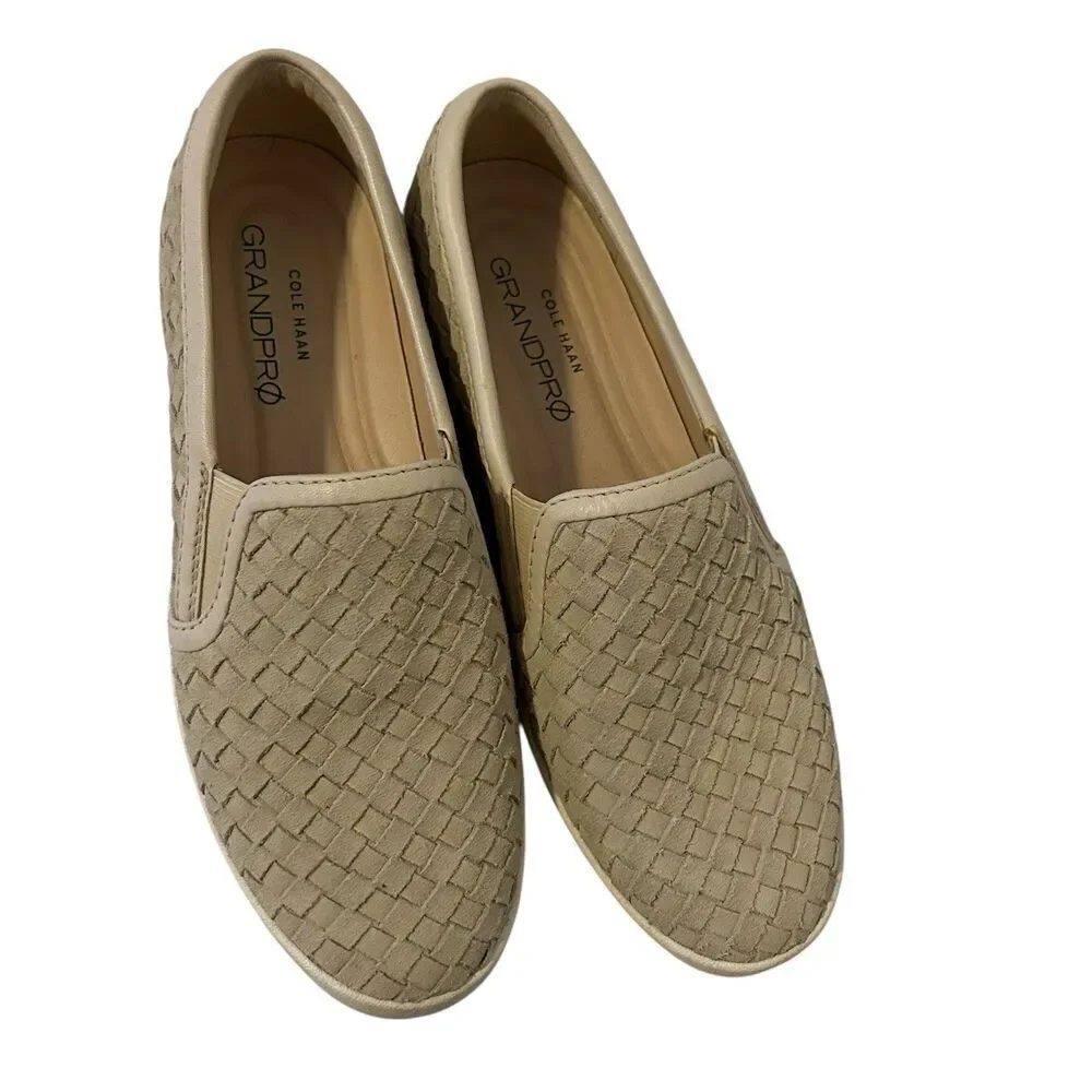 Cole Haan Grandpro Spectator Slip On  Women 9 Beige Suede Sneakers Casual Loafer